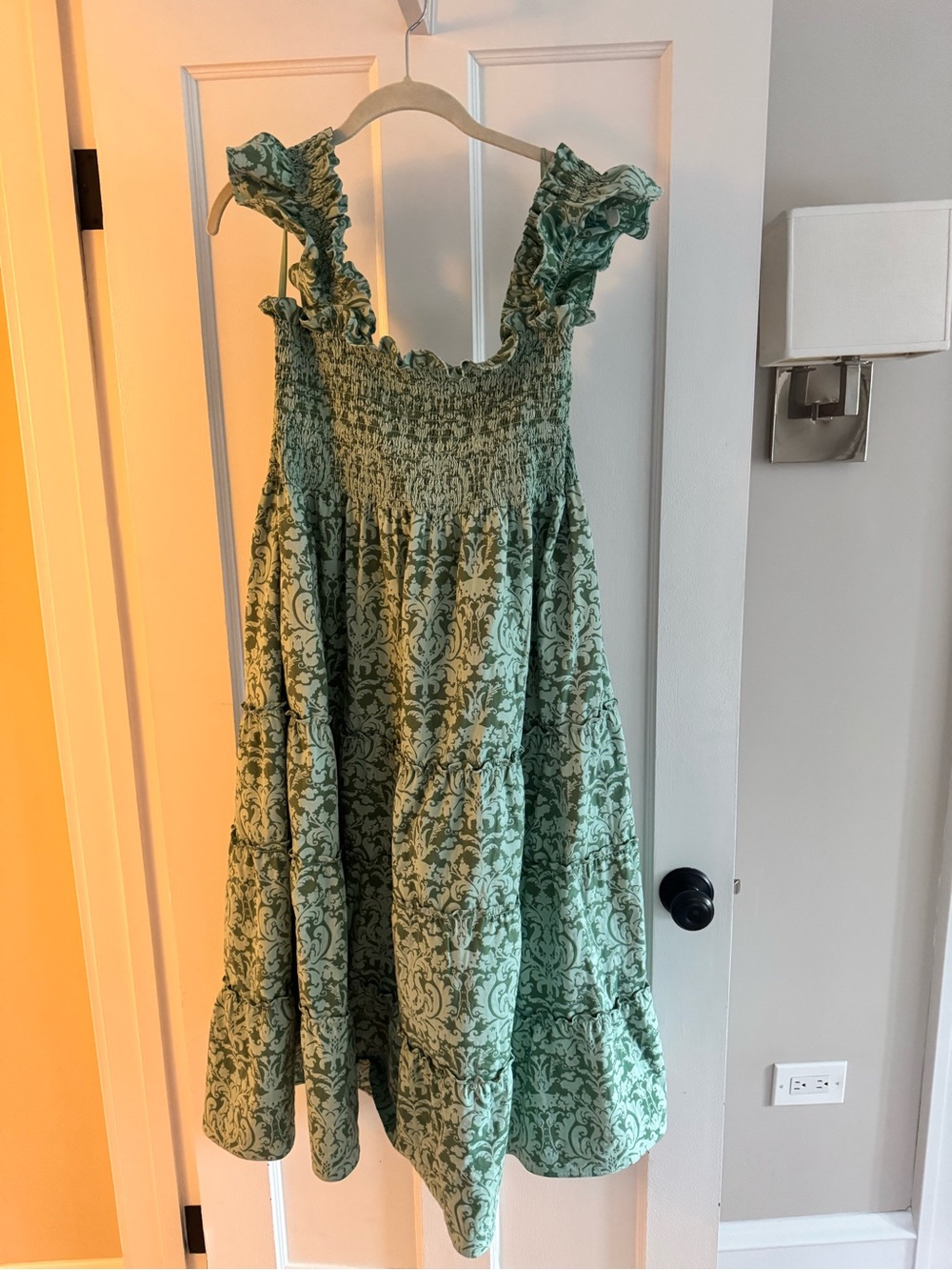 Hill House Ellie Nap Dress in Green Jacquard Print XL - Picture 2 of 3